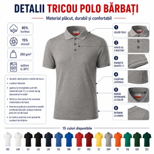 Tricou Polo Bărbați Reserve R22 – Material Pique 200 g/m², 65% Bumbac, 35% Poliester, perfect pentru lucru - Img 3