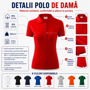 Tricou polo cambrat Femei | 8 culori disponibile - R23 - Img 5