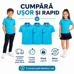 Tricou Polo Copii - Set de 3 Bucăți tricouri polo copii fete si baieti - Img 6