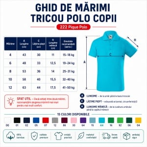 Tricou Polo Copii Tip Tommy, cu Guler, pentru Școală, Fete și Băieți, 4–12 Ani - Img 4