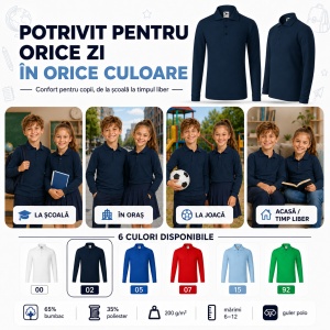 Tricou Polo cu Mâneci Lungi pentru Băieți Bluza Polo Copii - Img 9