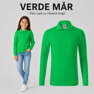 Tricou Polo cu Mâneci Lungi pentru Fete Bluza Polo Copii - Img 15