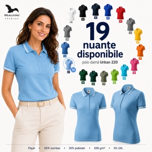 Tricou Polo Damă cu dungi la guler, bumbac 65%, marimi XS - 2XL - 19 nuanțe - Img 10