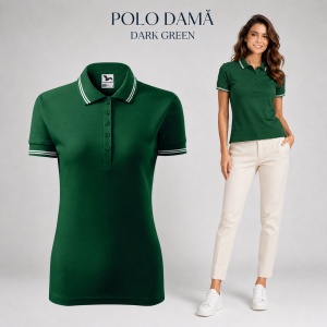 Tricou Polo Damă cu dungi la guler, bumbac 65%, marimi XS - 2XL - 19 nuanțe - Img 20