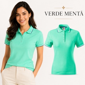 Tricou Polo Damă cu dungi la guler tip Tommy - Img 15