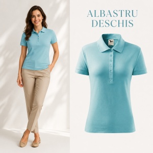 Tricou Polo Damă din Bumbac 100% – Casual Office, Guler Polo, XS-2XL | 13 Culori | Pique Polo - Img 13