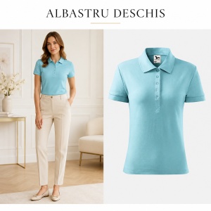 Tricou Polo Damă Malfini Cotton, 100% Bumbac, Croială Cambrată, Guler Polo Raiat, 5 Nasturi, 17 Culori, Mărimi XS–2XL - Img 11