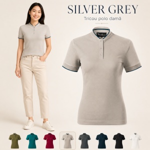 Tricou Polo Damă Malfini Diamond 274 – 100% Bumbac, 215 g/m², Guler Tip Bomber, Croială Cambrată - Img 16