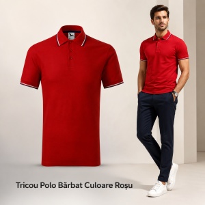 Tricou Polo Pique Bărbați tip Tommy | Guler cu Dungi | 14 Culori Disponibile- 232 - Img 14
