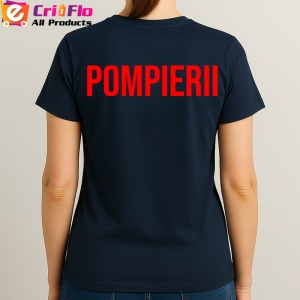 Tricou POMPIER, Personalizat | Unisex Dama si Barbat, Albastru Inchis - Img 3