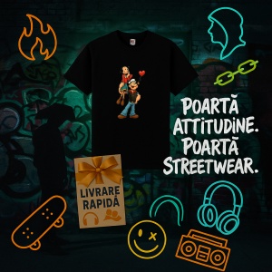 Tricou popeye si olive Negru, Copii | Dama | Barbat - Img 12