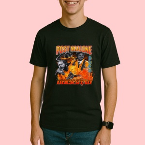Tricou Post Malone - Rockstar Orange, muzica Hip-Hop / Rap, Dama | Barbat | Copii, Culoare Negru
