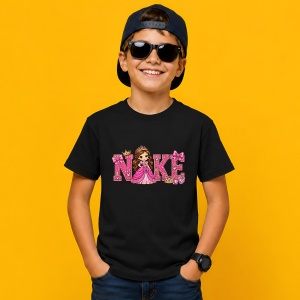 Tricou Printesa Regala Coroana Roz Litere Urban Girl Power, din bumbac 100%, tricou negru, Copii | Dama | Barbat - Img 3