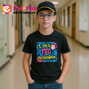 Tricou Pro In Procrastination Text Colorat, Copii | Dama | Barbat, culoare negru - Img 9