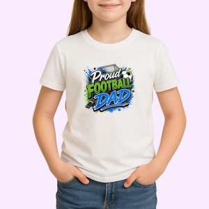 Tricou Proud Football Dad Minge Fotbal Albastru V1, din bumbac 100% , tricou alb pentru Copii | Dama | Barbat - Img 2
