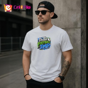 Tricou Proud Football Dad Minge Fotbal Albastru V1, din bumbac 100% , tricou alb pentru Copii | Dama | Barbat - Img 6