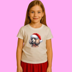 Tricou Pudel Bej Cu Caciula Mos, din bumbac 100%, tricou alb, Copii | Dama | Barbat - Img 2