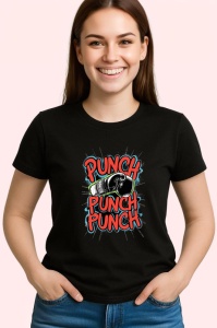 Tricou Punch Punch Punch Manusa Box, Copii | Dama | Barbat, culoare negru - Img 4