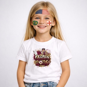 Tricou Qatar World Cup 2026 Fifa, din bumbac 100%, tricou alb, Copii | Dama | Barbat