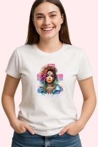 Tricou rainbow cross face tattoo girl, fata cu tatuaj cruce si par curcubeu, Copii | Dama | Barbat