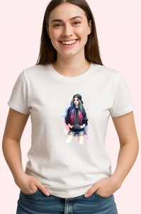 Tricou rainbow hair hoodie girl, fata cu hanorac si par curcubeu, Copii | Dama | Barbat - Img 4