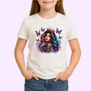 Tricou rainbow hair queen butterflies tattoo, regina par curcubeu fluturi si tatuaj, Copii | Dama | Barbat