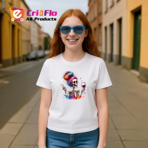 Tricou rainbow skeleton drinking wine, schelet curcubeu band vin, Copii | Dama | Barbat - Img 8