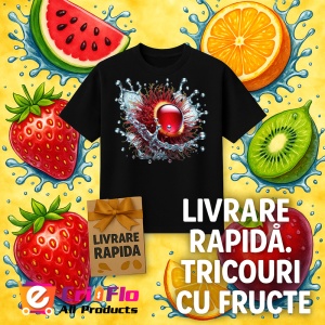 Tricou Rambutan si stropi tropicali, Fructe, Copii | Dama, culoare negru - Img 12