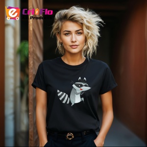 Tricou Raton Hot Furat Bani, din bumbac 100%, tricou negru, Dama | Barbat - Img 6