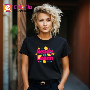 Tricou Ready To Learn Design Scoala Colorat, din bumbac 100%, tricou negru Copii | Dama | Barbat - Img 8