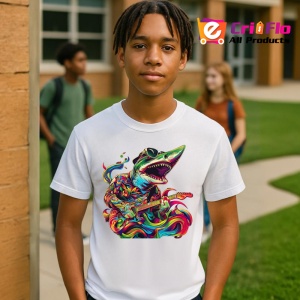 Tricou Rechin cu chitara in stil graffiti pop art Copii | Dama | Barbat - Img 5