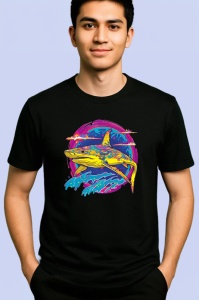Tricou Rechini galbeni fundal roz valuri curcubeu Copii | Dama | Barbat, culoare negru - Img 2