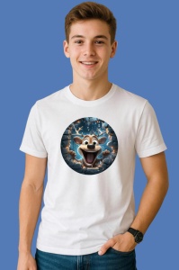 Tricou Ren Fericit, din bumbac 100% Copii | Dama | Barbat - Img 2