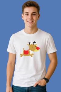 Tricou Ren Simplu Desenat 2, din bumbac 100%, tricou alb, Copii | Dama | Barbat - Img 3