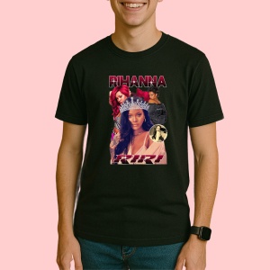 Tricou Rihanna - Galaxy Look, muzica Pop, Dama | Barbat | Copii, Culoare Negru