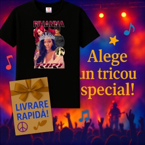 Tricou Rihanna - Galaxy Look, muzica Pop, Dama | Barbat | Copii, Culoare Negru - Img 15