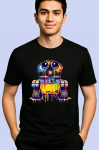 Tricou Robot WALL E stil graffiti personaj animat reinterpretat Copii | Dama | Barbat, culoare negru - Img 2
