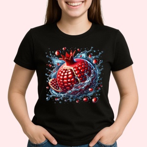 Tricou Rodie in valuri de apa, Fructe, Copii | Dama, culoare negru - Img 2