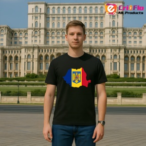Tricou Romania harta cu stema Negru |Colectia Tricouri Romania - Img 3