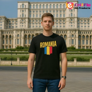 Tricou Romania tricolor old cu text Negru |Colectia Tricouri Romania - Img 3