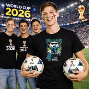 Tricou Ronald Araujo Uruguay World Cup Fifa 2026, din bumbac 100%, tricou negru, Copii | Dama | Barbat - Img 7