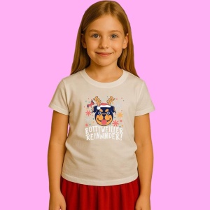 Tricou Rottweiler Craciun Clasic Caciulita De Craciun, din bumbac 100%, tricou alb, Copii | Dama | Barbat