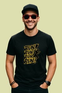 Tricou Run Run Run Run Silueta Galbena, Copii | Dama | Barbat, culoare negru - Img 2