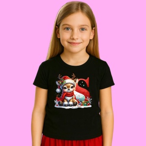 Tricou S Litera Craciun Cu Ren Si Fulgi, din bumbac 100% Copii | Dama | Barbat