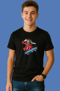 Tricou Santa Skateboard, din bumbac 100% Copii | Dama | Barbat