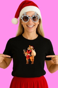 Tricou Santa With Reindeer, din bumbac 100% Copii | Dama | Barbat - Img 2
