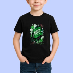 Tricou Saudi Arabia Steag Splash Art, Copii | Dama | Barbat, culoare negru - Img 3