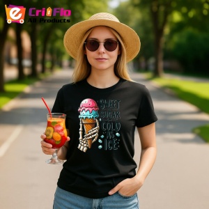 Tricou Schelet cu inghetata roz text sweet as sugar cold as ice contrast funny Copii | Dama | Barbat Barbat - Img 22