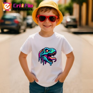 Tricou Schelet dinozaur cu contur albastru neon Copii | Dama | Barbat - Img 10