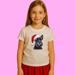 Tricou Schnauzer Craciun Cu Caciula Rosie, din bumbac 100%, tricou alb, Copii | Dama | Barbat - Img 2